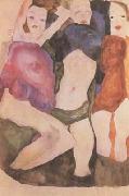 Egon Schiele Three Girls (mk12) oil on canvas